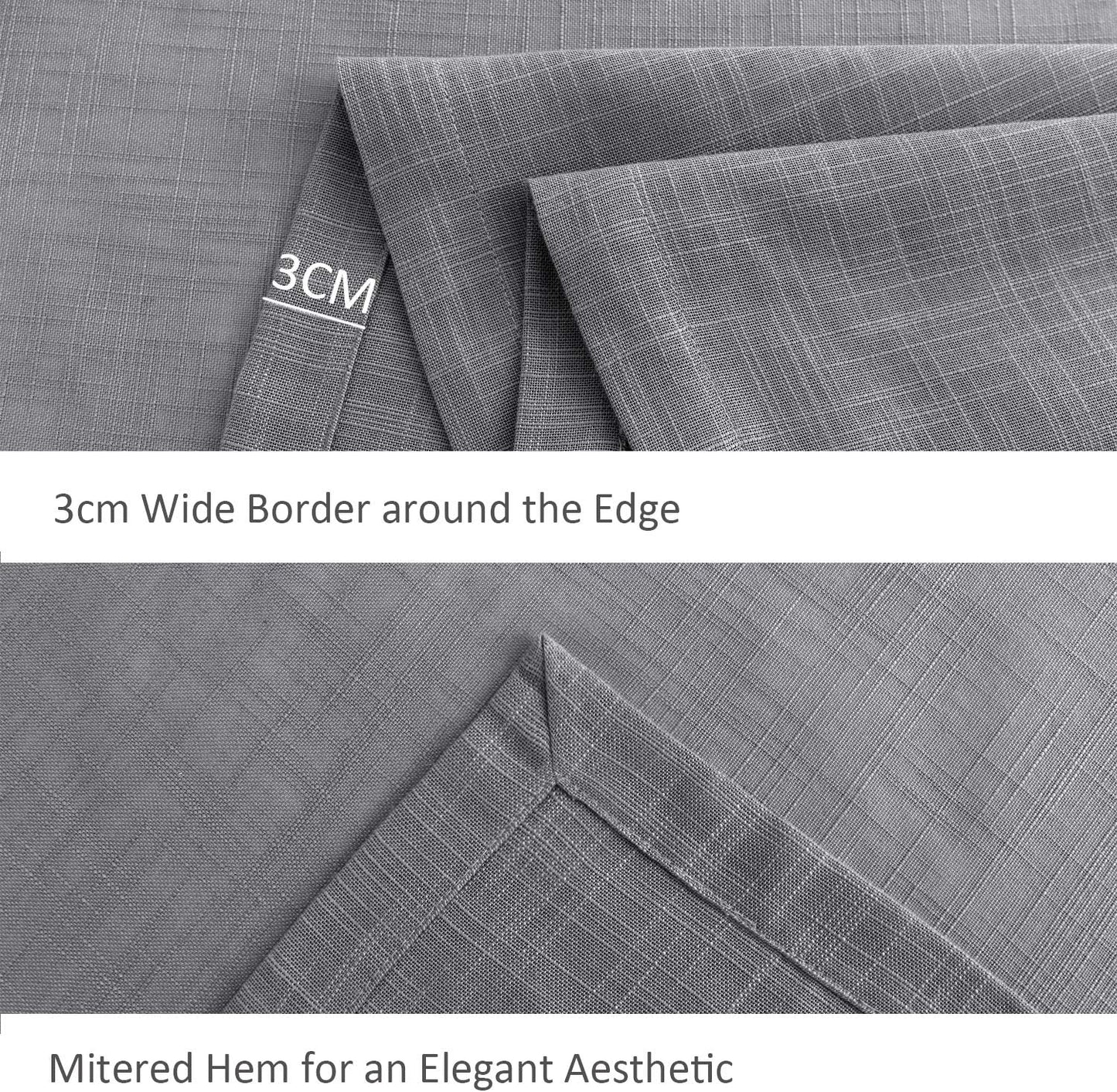 maxmill Lux Faux Linen Table Cloth with Slubby Texture Wrinkle Resistant Anti-Shrink Soft Tablecloth for Kitchen Dining Tabletop for Banquet Parties Event Dinner Rectangle 52 x 70 Inch Neutral Grey