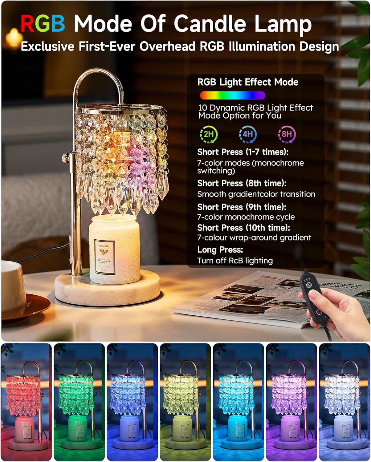 Candle Warmer Lamp with Timer Dimmer and 3 Bulbs, Lamp Candle Warmer with Marble Base,Wax Melt Warmer for Jar Candles, Birthday Gifts for Women Mom, House Warming Gifts New Home Decor