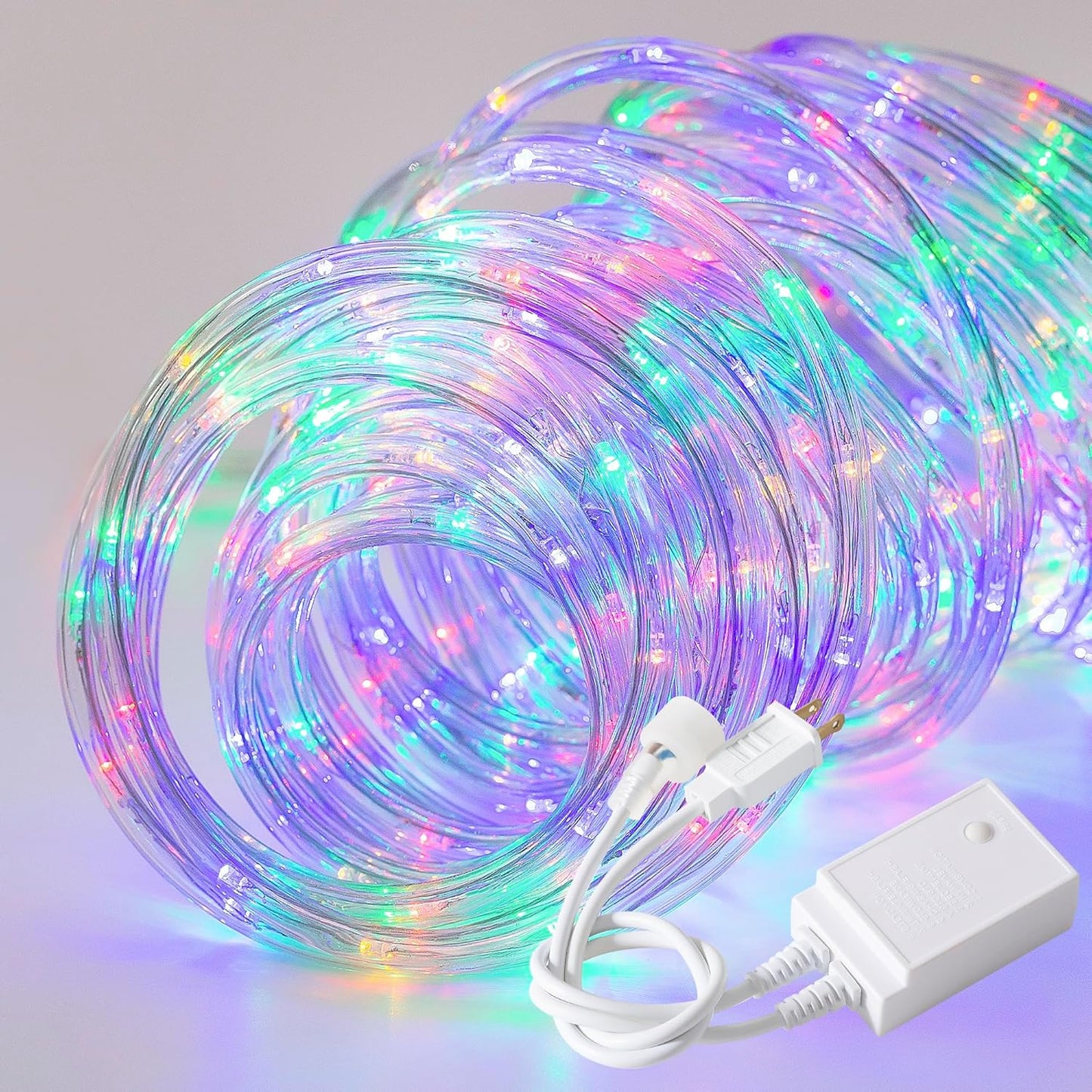 Waterproof LED Rope Lights, Connectable & Flexible with 8 Modes, Outdoor Lighting for Deck, Garden, Pool, Patio & Christmas Decor (Multicolor, 50ft)