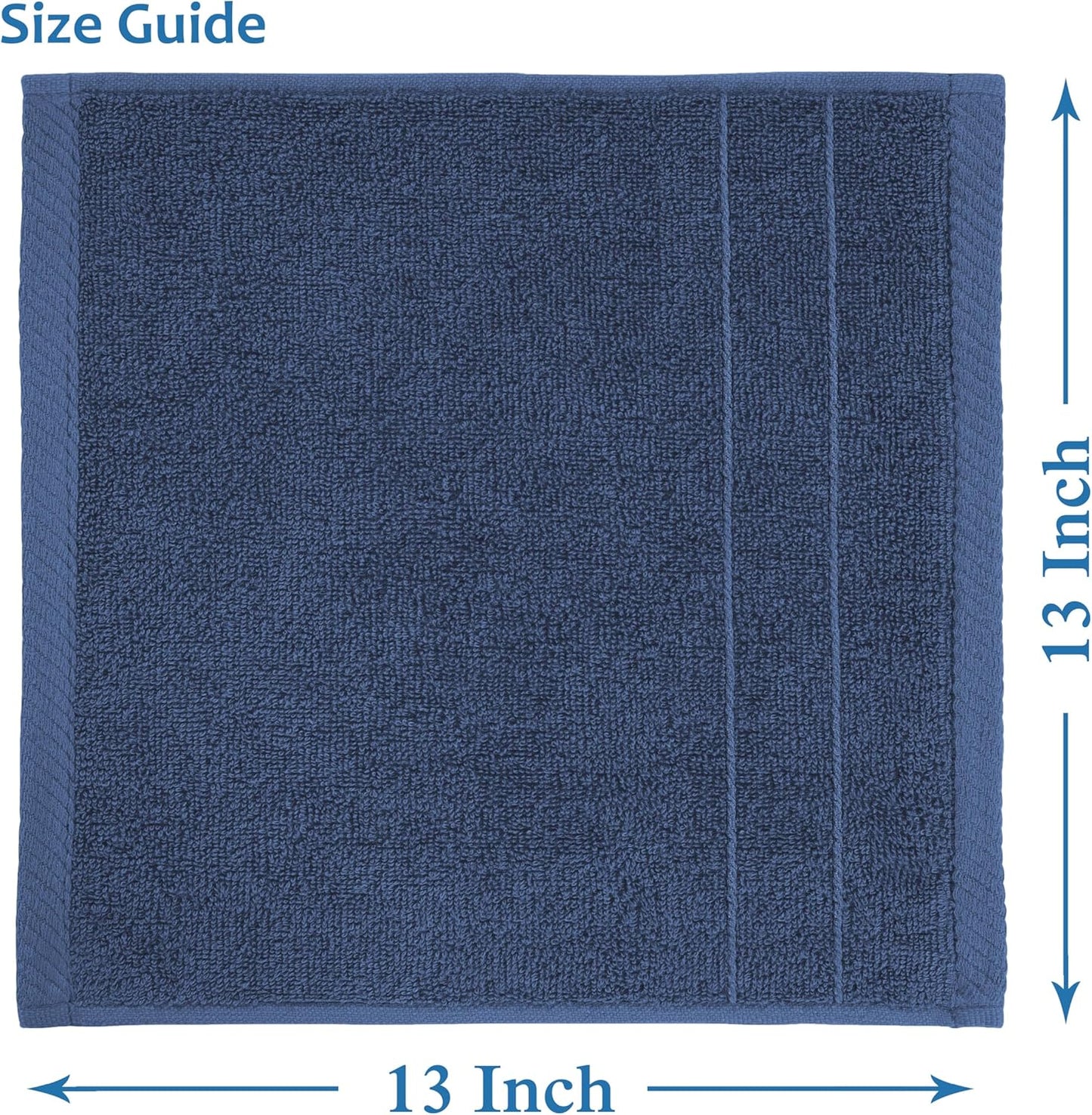 Casa Platino Washcloths Pack of 24 - Spa & Salon Quality - 100% Ring Spun Cotton Face Cloths - Soft & Ultra Absorbent Wash Cloth Set for Body, Beauty, Home, Gym - Fingertip Towels - 13"x13", Navy Blue