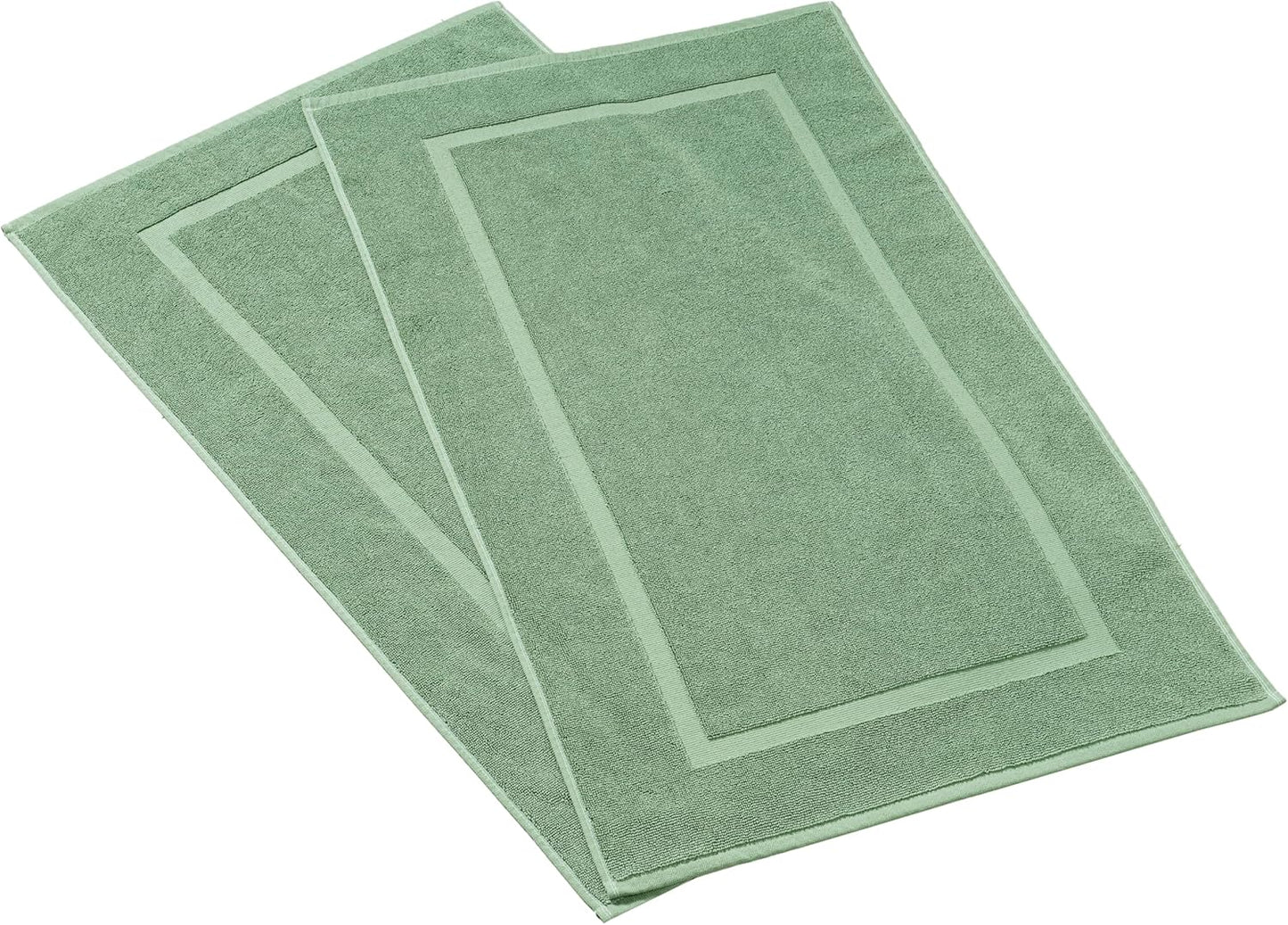 HILLFAIR-900 GSM-100% Ringspun Cotton Floor Towels mat- Hotel-Spa Tub-Shower Bathroom Floor mat Towels- 21 x 34 Inch - Terry Cotton Bath Mats, Machine Washable, Absorbent- 2 Peice Towel Set- Sage