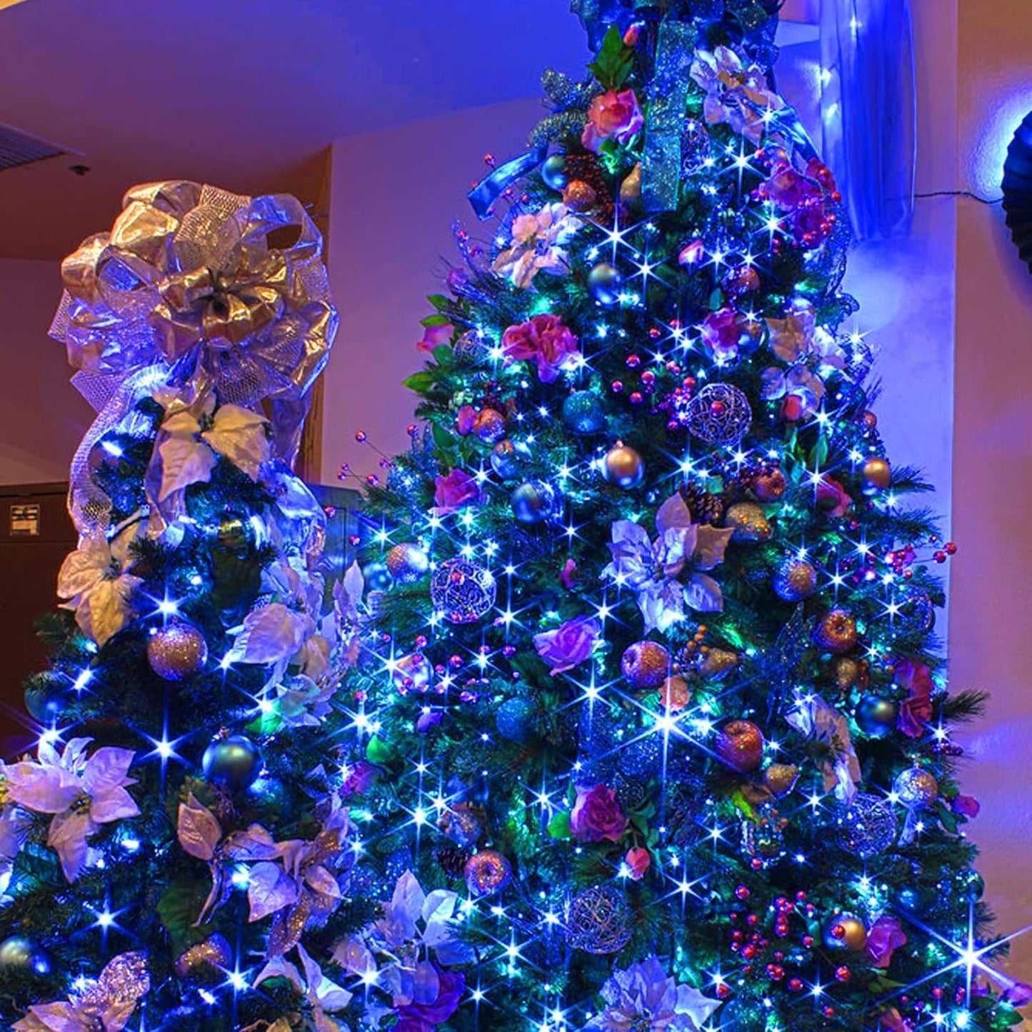 Blue Christmas Lights, 2 Pack Total 40 FT 200 Count Incandescent Christmas Mini Tree String Lights, Waterproof Christmas Decorations for Outdoor Indoor Xmas Patio Home Party Garden Yard Decor