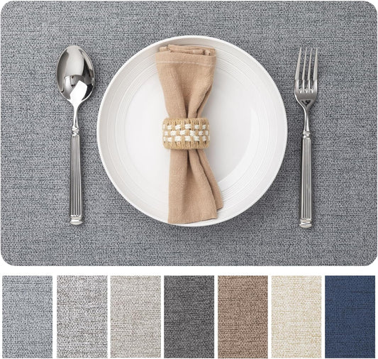 Faux Leather Placemats Set of 6 Vinyl Washable Wipeable Table Mats for Kitchen Dining Table Heat Resistant Waterproof Modern Indoor/Outdoor Placemats Non-Slip Easy Clean Place Mats (Stargaze)