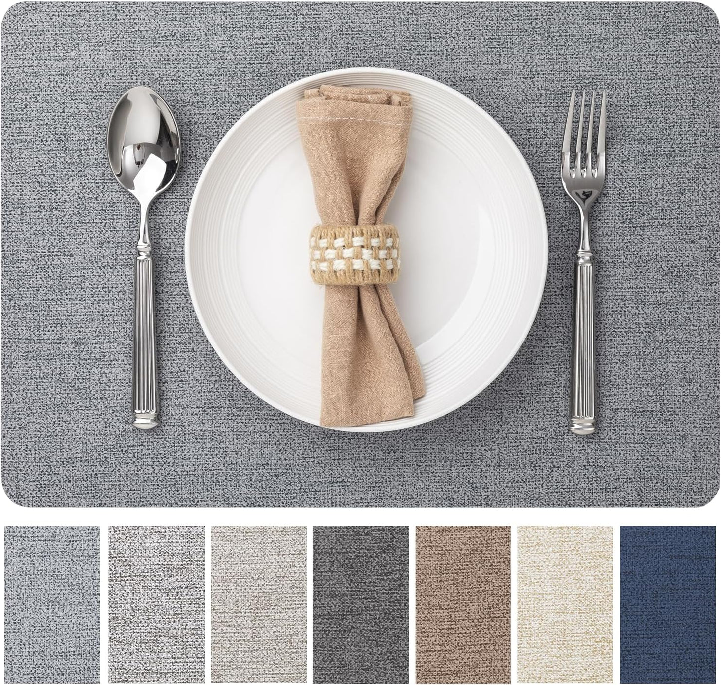 Faux Leather Placemats Set of 8 Vinyl Washable Wipeable Table Mats for Kitchen Dining Table Heat Resistant Waterproof Modern Indoor/Outdoor Placemats Non-Slip Easy Clean Place Mats (Stargaze)