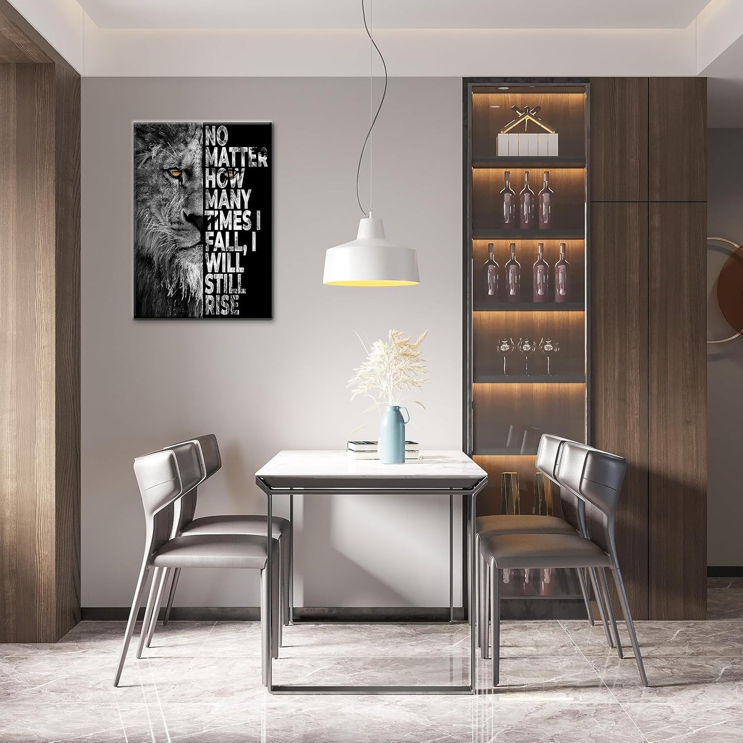 SKASNFAI Lion Canvas Wall Art Black and White Animal Inspirational Motivational Quotes Prints Posters Office Decor Framed Ready to Hang (16x24 inch)