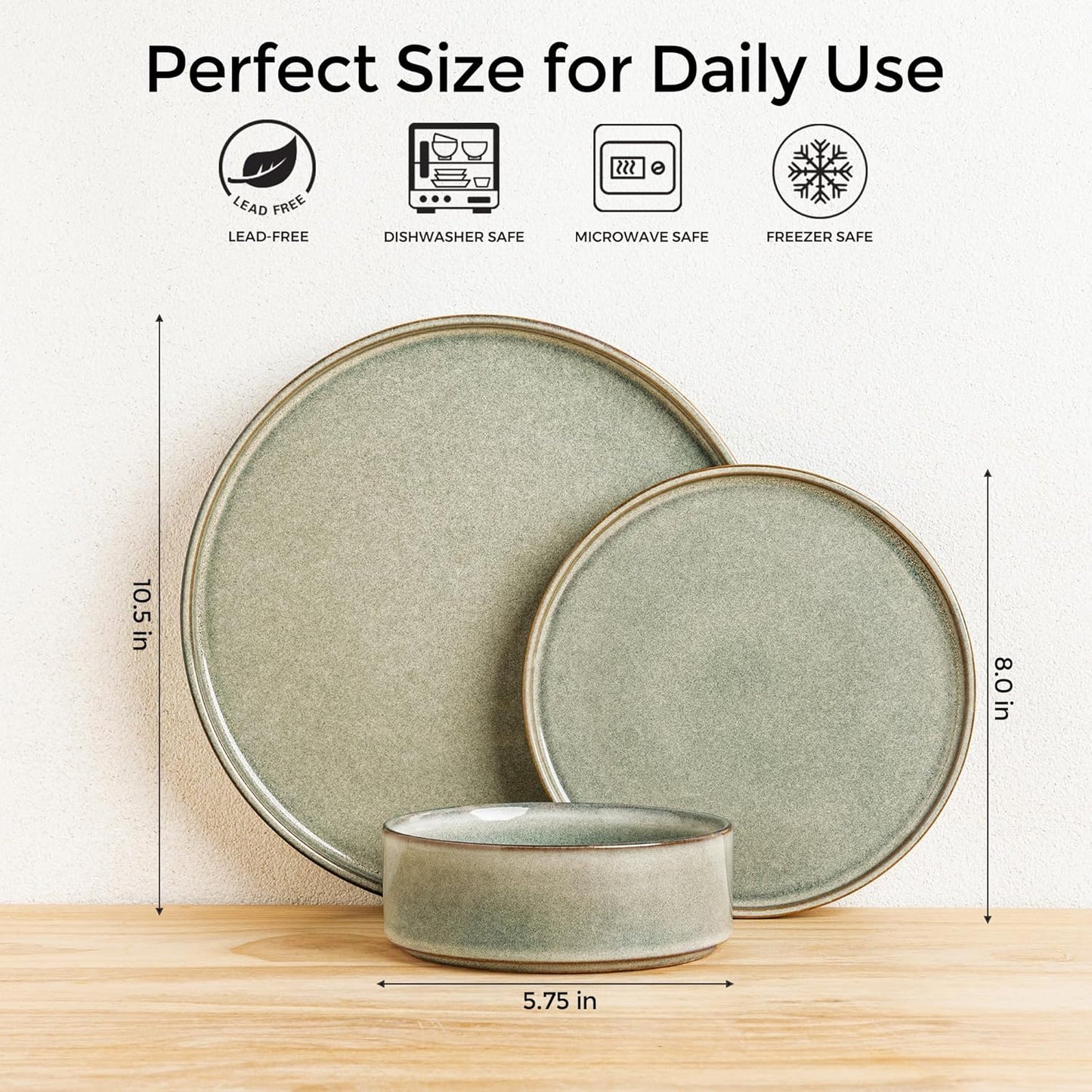 AmorArc Ceramic Dinnerware Sets, Handmade Reactive Glaze Stoneware Plates and Bowls Sets,Highly Chip and Crack Resistant | Dishwasher & Microwave Safe Dishes Set, Service for 6 (18pc)