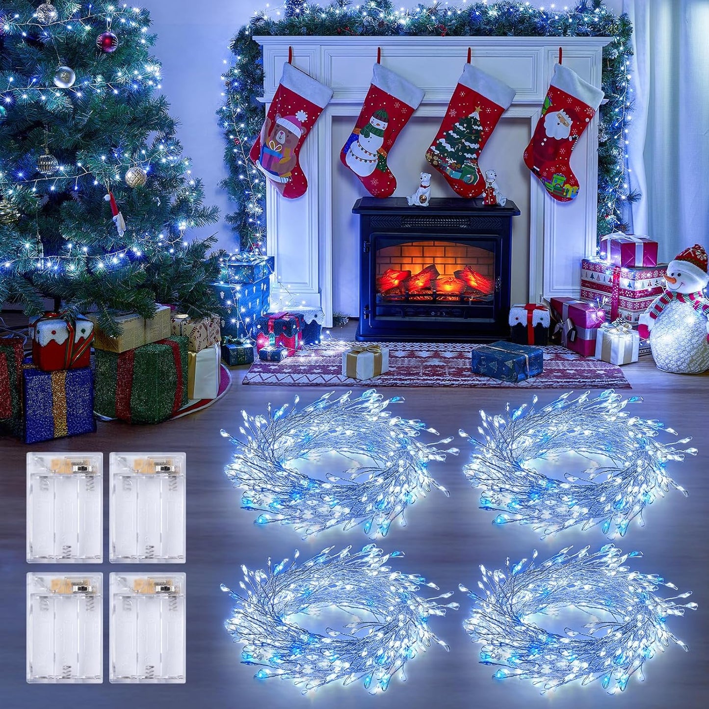 Indoor String Lights 4 Pack 10 Ft 120 LEDs Fairy Lights Battery Operated with Timer for Christmas Decorations DIY Crafts Wedding Table Centerpieces Party Bedroom