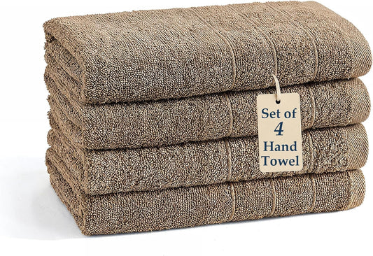 Casa Platino 4 Pack 100% Cotton Hand Towels (16"x28") - Ring Spun - Quick Dry, Soft & Absorbent Hand Towels Set of 4 - Hotel, Spa, Beauty, Gym, Bathroom - Remains Soft After Multiple Washes - Taupe