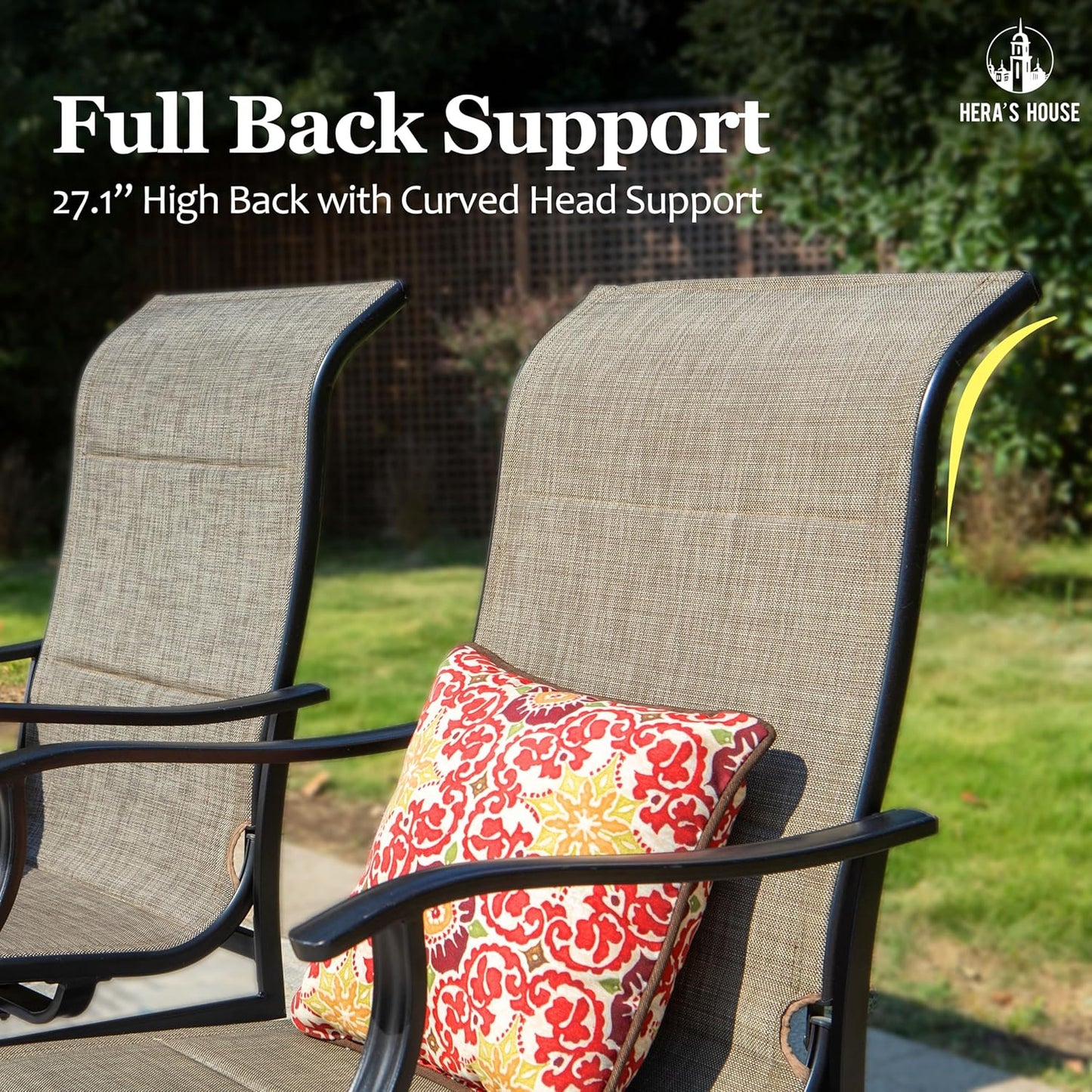 HERA'S HOUSE 5 Pieces Patio Dining Set, Outdoor Dining Set for 4, 4 x Textilene All Weather Dining Chair, 1 x 37 Square Dining Table, for Lawn Garden Backyard