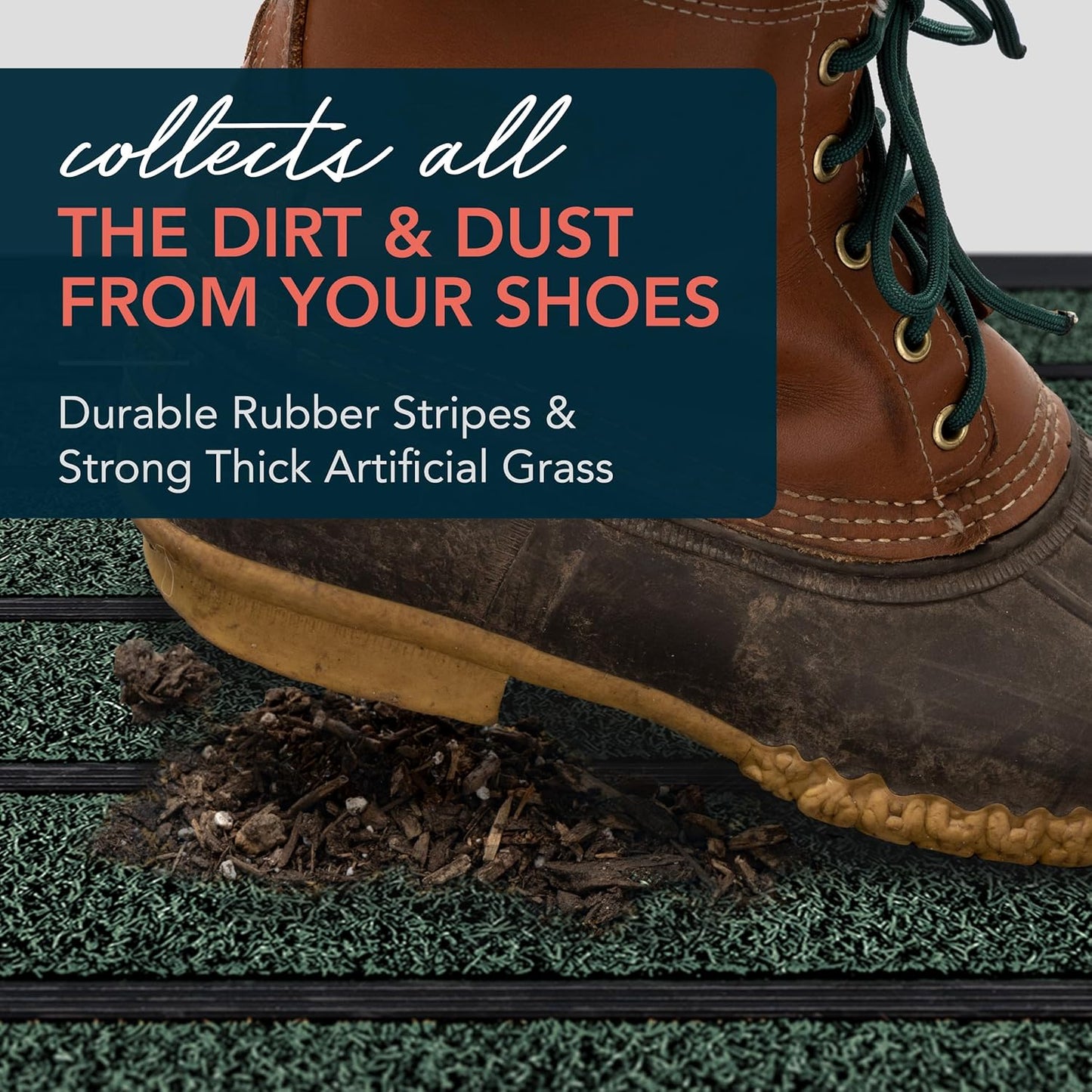 ubdyo Extra Durable Door Mat - Dirt Trapping Outdoor Welcome Mats - Non-Slip Outdoor Indoor Entrance - Low Profile Front Doormat (30" x 17", Bright Green)