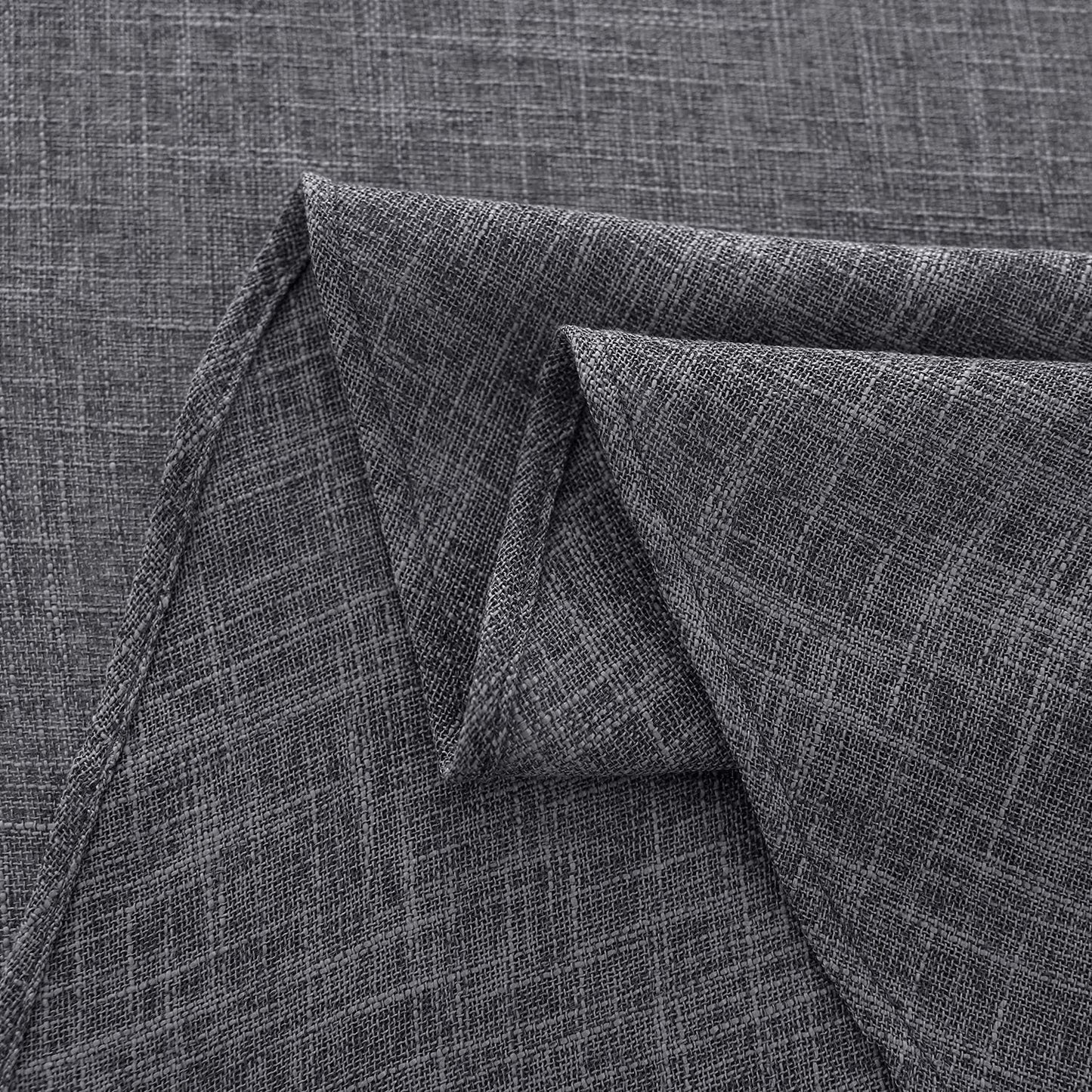 maxmill Flaxy Faux Linen Tablecloth with 2-Tone Slubby Texture Wrinkle Resistant Anti-Shrink Soft Table Cloth for Kitchen Dining Restaurant Tabletop for Event Holiday Dinner Round 70 Inch Charcoal