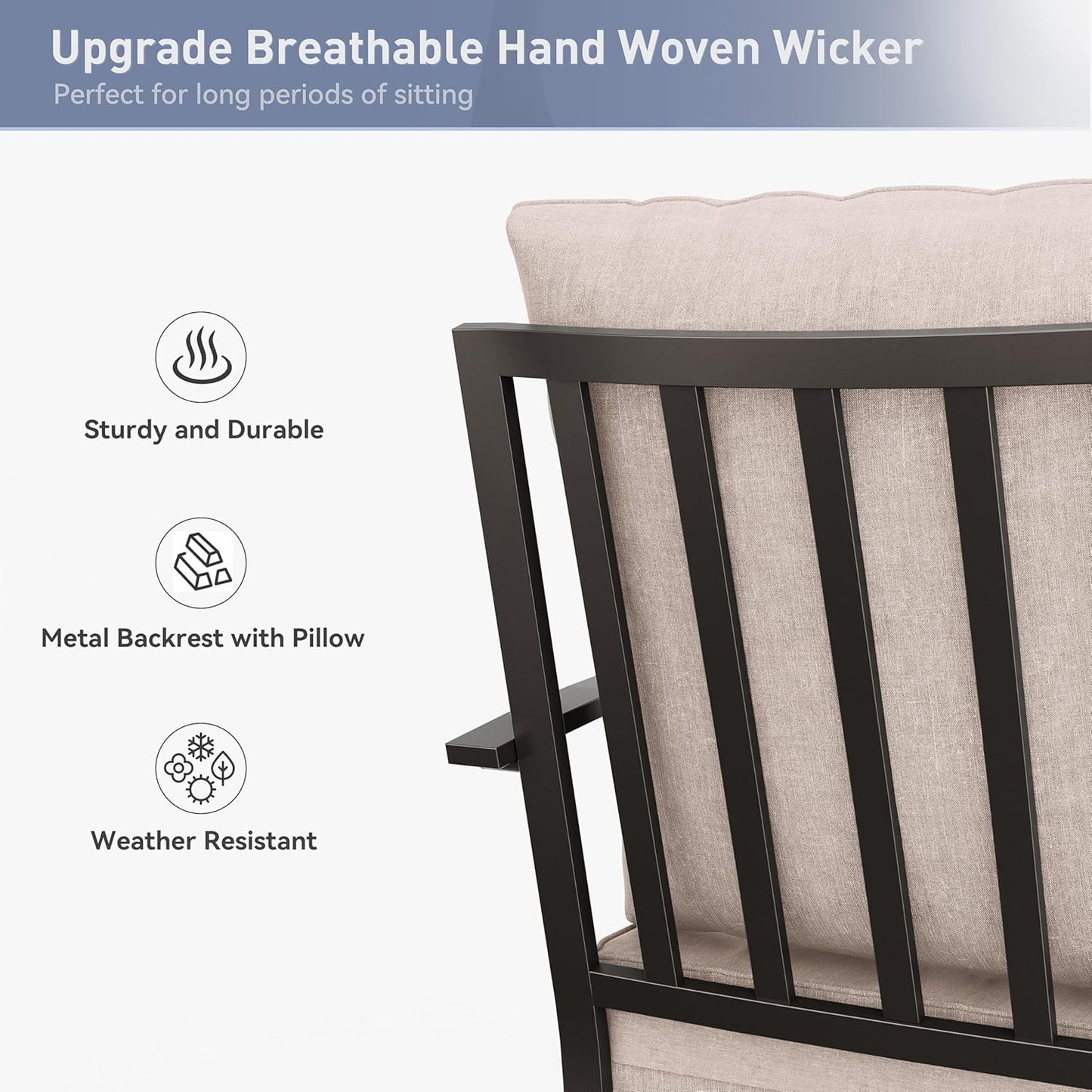 Kurapika 7 Piece Metal Outdoor Patio Furniture Set with 48" Round Fire Pit Table, Patio Conversation Sets 6 Fixed Chairs with Thick Cushion and 40000 BTU Propane Fire Pit Table, Sand