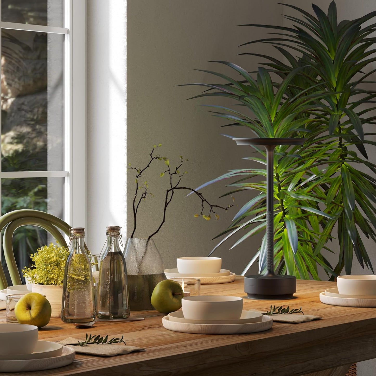 LED Cordless Table Lamp Set of 2,Rechargeable Battery Operated 3 Levels Brightness with Memory Function IP54 Waterproof Portable Lights for Outdoor Patio,Travel,Cafe,Restaurant,(Black)