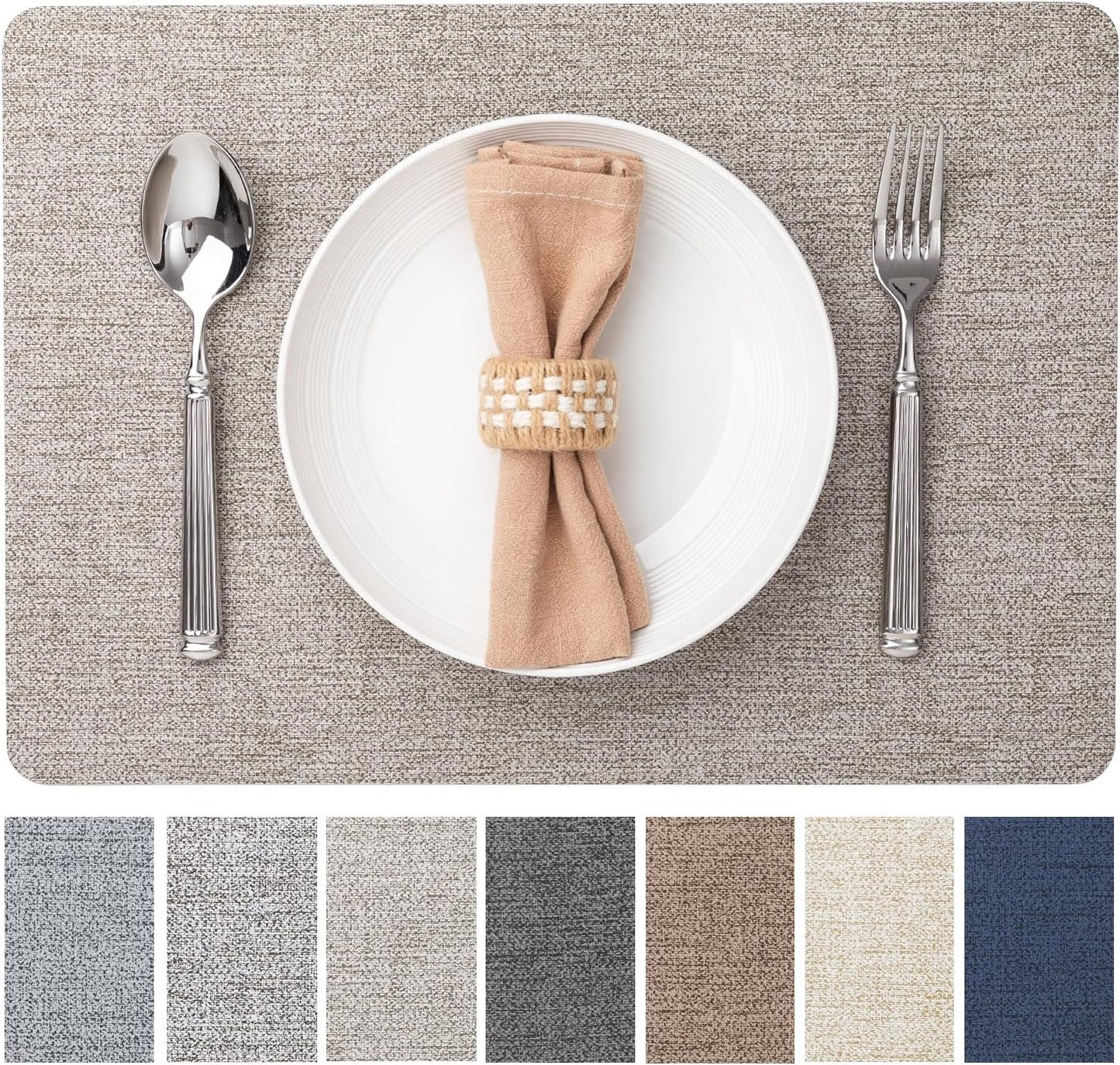 Faux Leather Placemats Set of 4 Vinyl Washable Wipeable Table Mats for Kitchen Dining Table Heat Resistant Waterproof Modern Indoor/Outdoor Placemats Non-Slip Easy Clean Place Mats (Mix Gray)