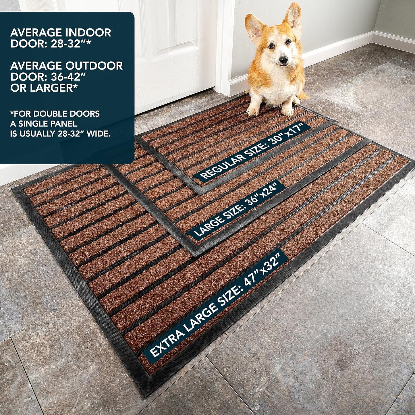 ubdyo Extra Durable Door Mat - Dirt Trapping Outdoor Welcome Mats - Non-Slip Outdoor Indoor Entrance - Low Profile Front Doormat (30" x 17", Bright Burgundy)