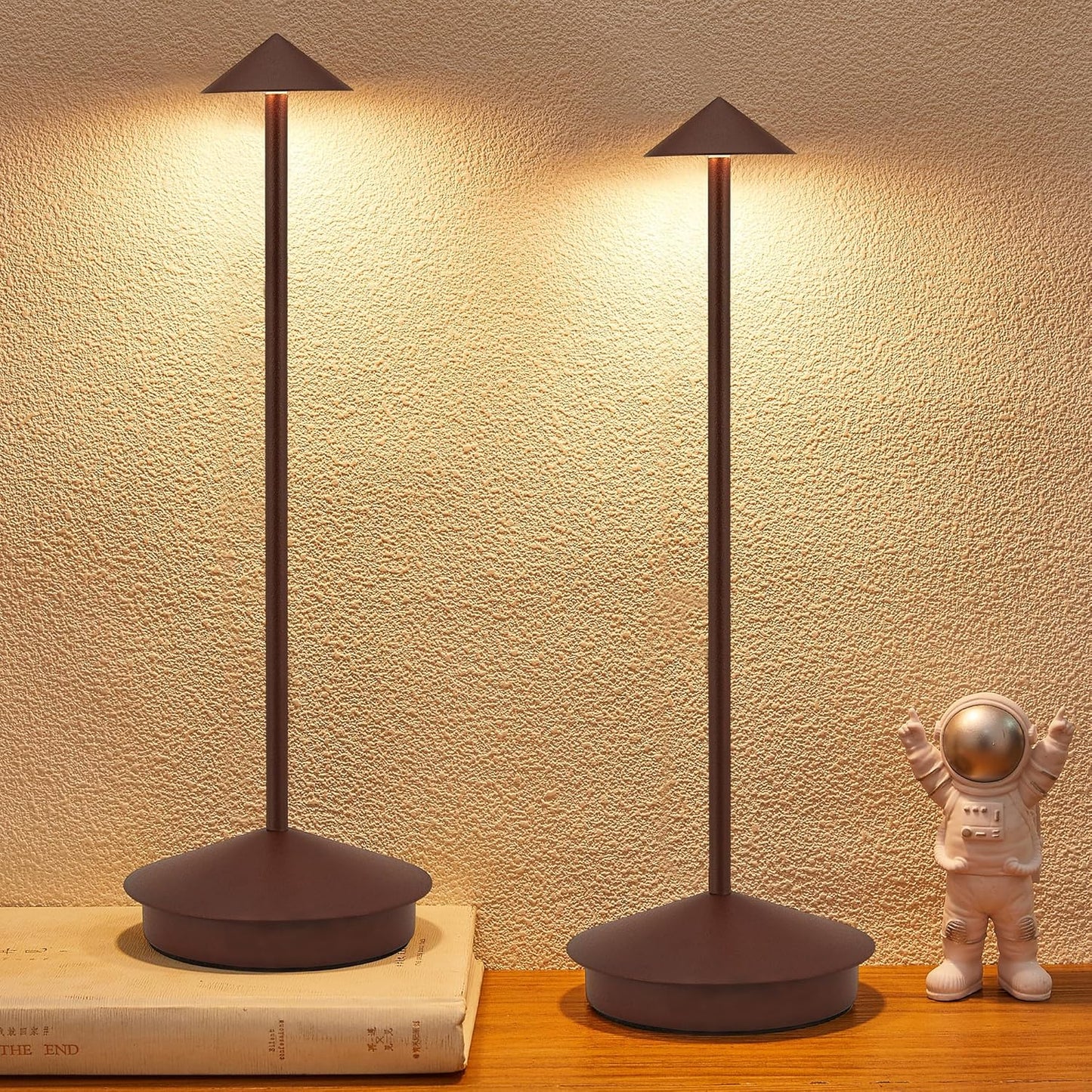 Portable Led Cordless Lamp Table Light 2 Pack, Rechargeable 6000mAh Battery Outdoor Table Lamp for Dinning Restaurant Patio Bedroom Camping, IP54 Waterproof, Dimmable