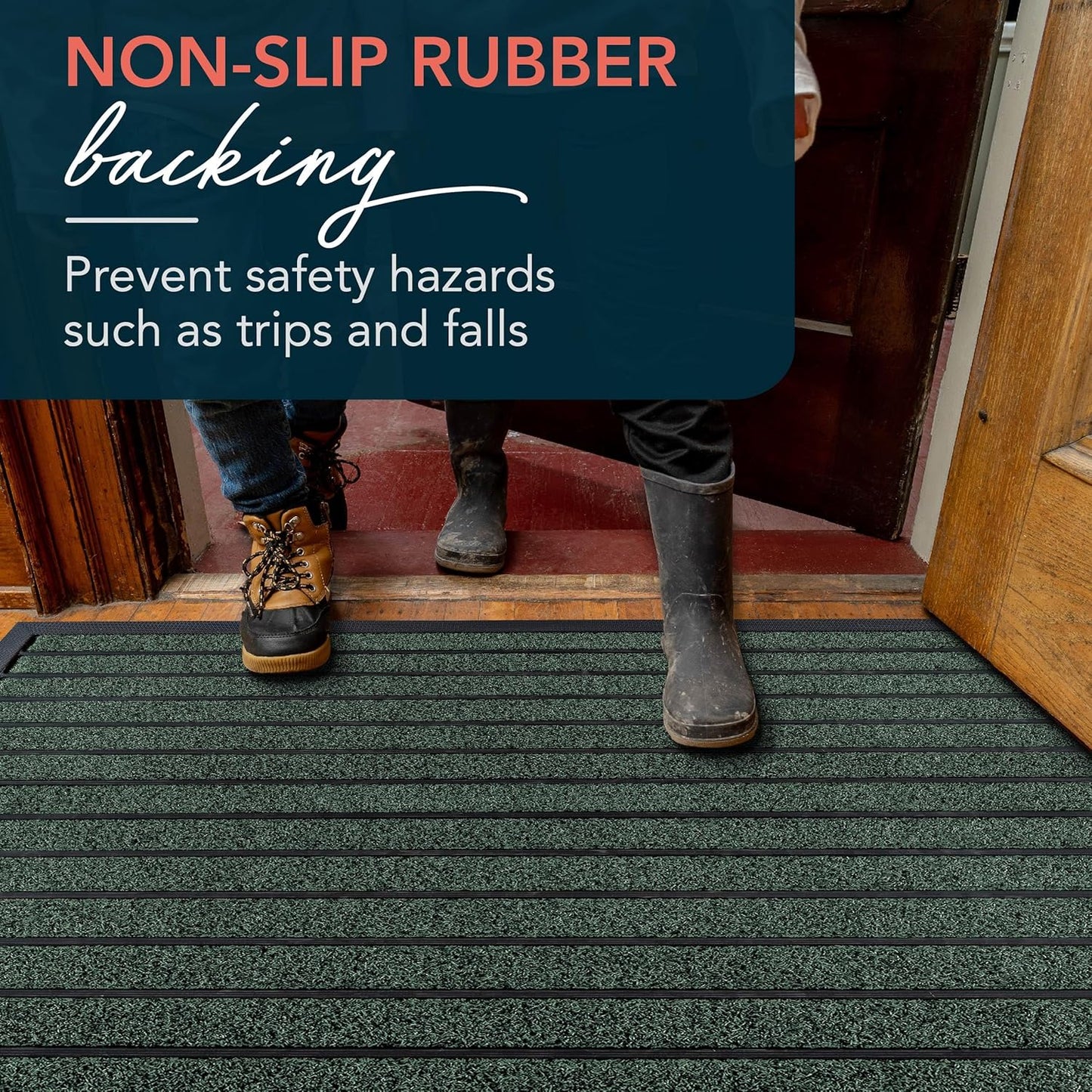 ubdyo Extra Durable Door Mat - Dirt Trapping Outdoor Welcome Mats - Non-Slip Outdoor Indoor Entrance - Low Profile Front Doormat (47" x 32", Bright Green)