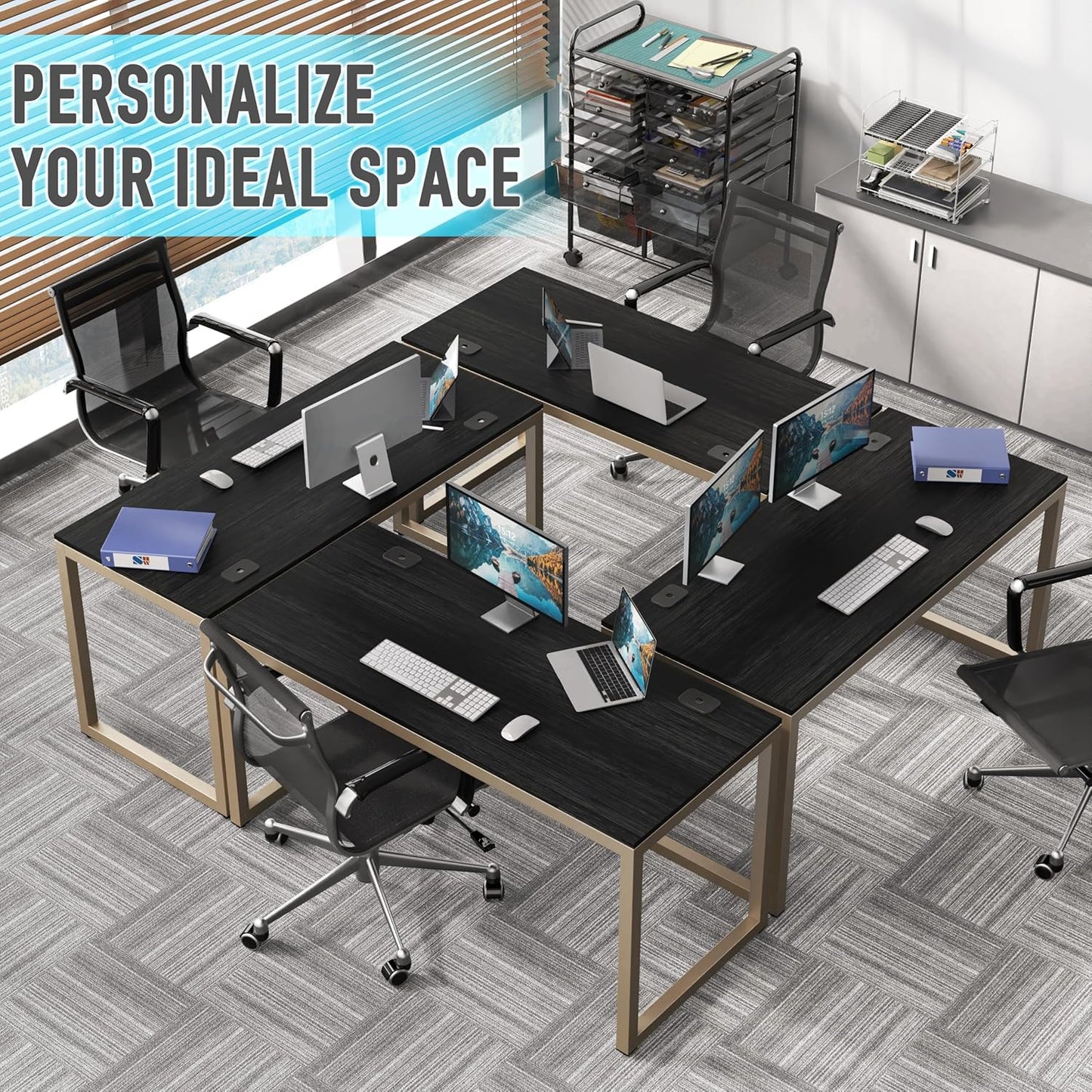 SHW 55-Inch Commercial-Grade Office Computer Desk, Espresso