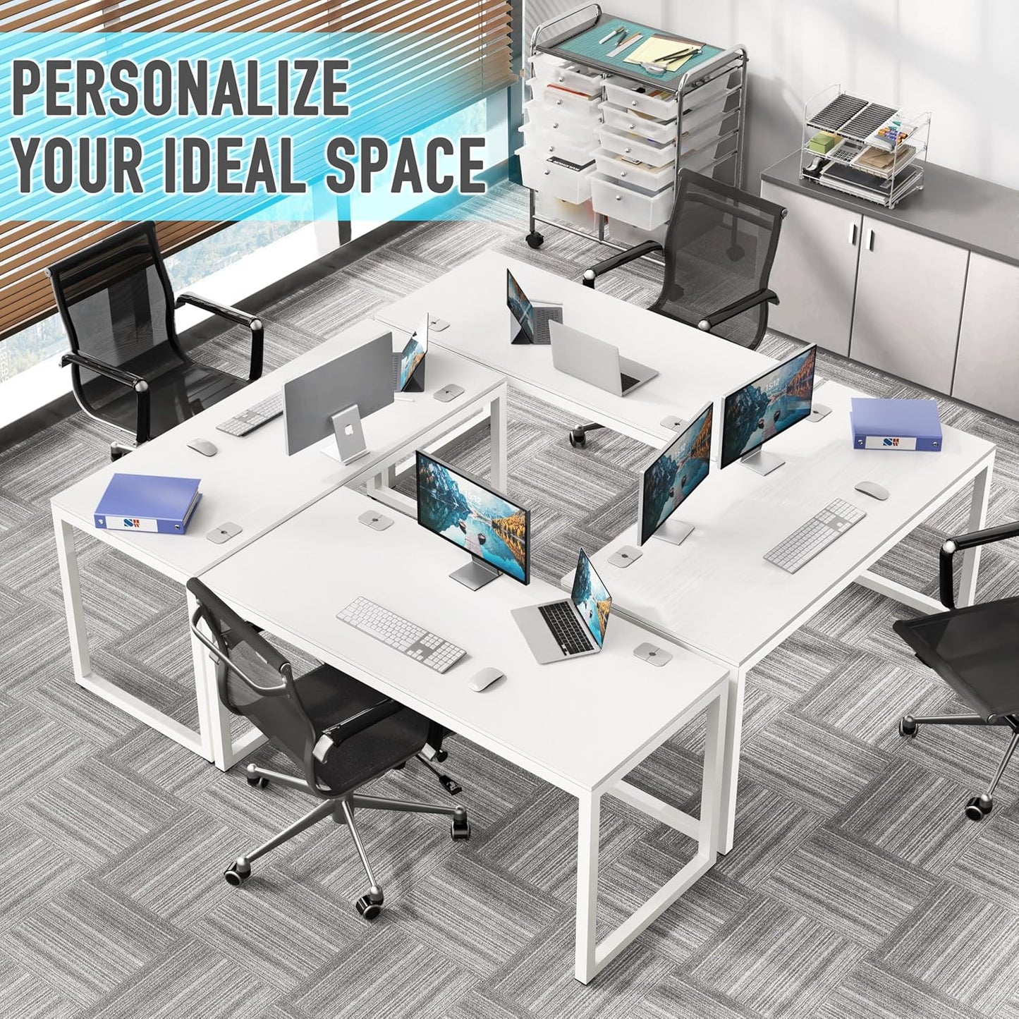 SHW 55-Inch Commercial-Grade Office Computer Desk, White