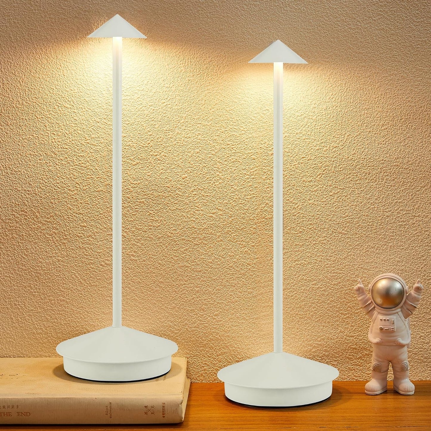 Portable Led Cordless Lamp Table Light 2 Pack, Rechargeable 6000mAh Battery Outdoor Table Lamp for Dinning Restaurant Patio Bedroom Camping, IP54 Waterproof, Dimmable