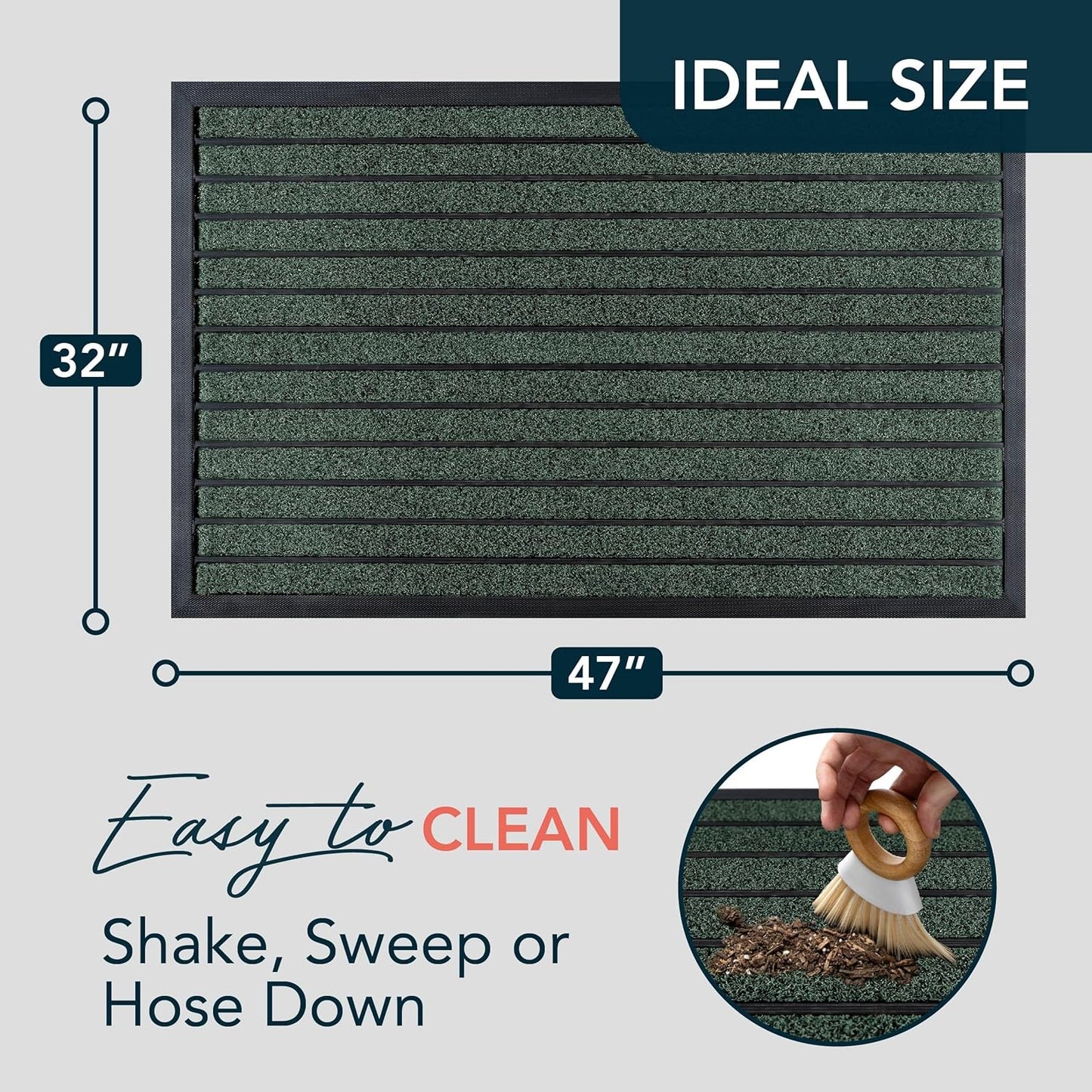 ubdyo Extra Durable Door Mat - Dirt Trapping Outdoor Welcome Mats - Non-Slip Outdoor Indoor Entrance - Low Profile Front Doormat (47" x 32", Bright Green)