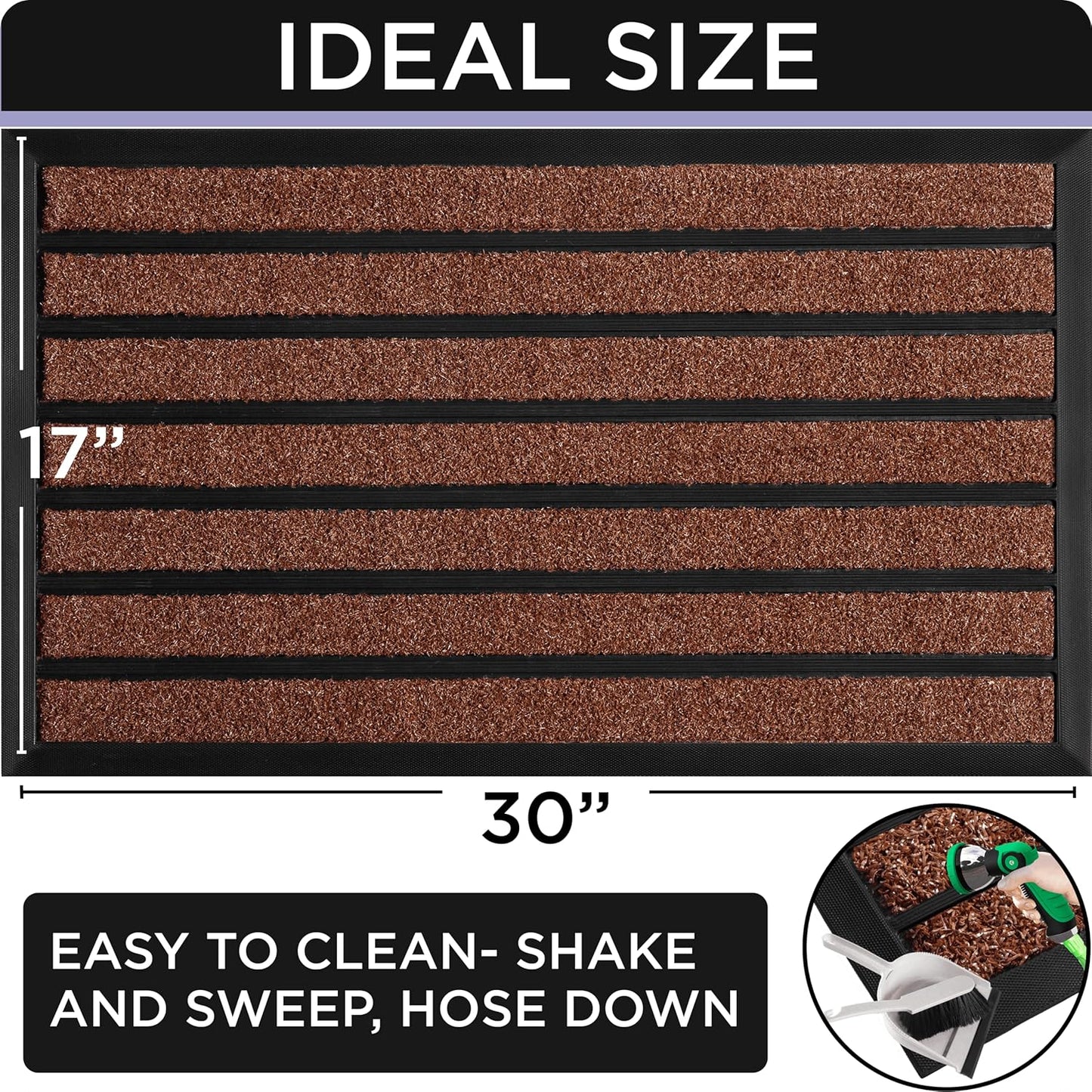 ubdyo Extra Durable Door Mat - Dirt Trapping Outdoor Welcome Mats - Non-Slip Outdoor Indoor Entrance - Low Profile Front Doormat (30" x 17", Bright Burgundy)