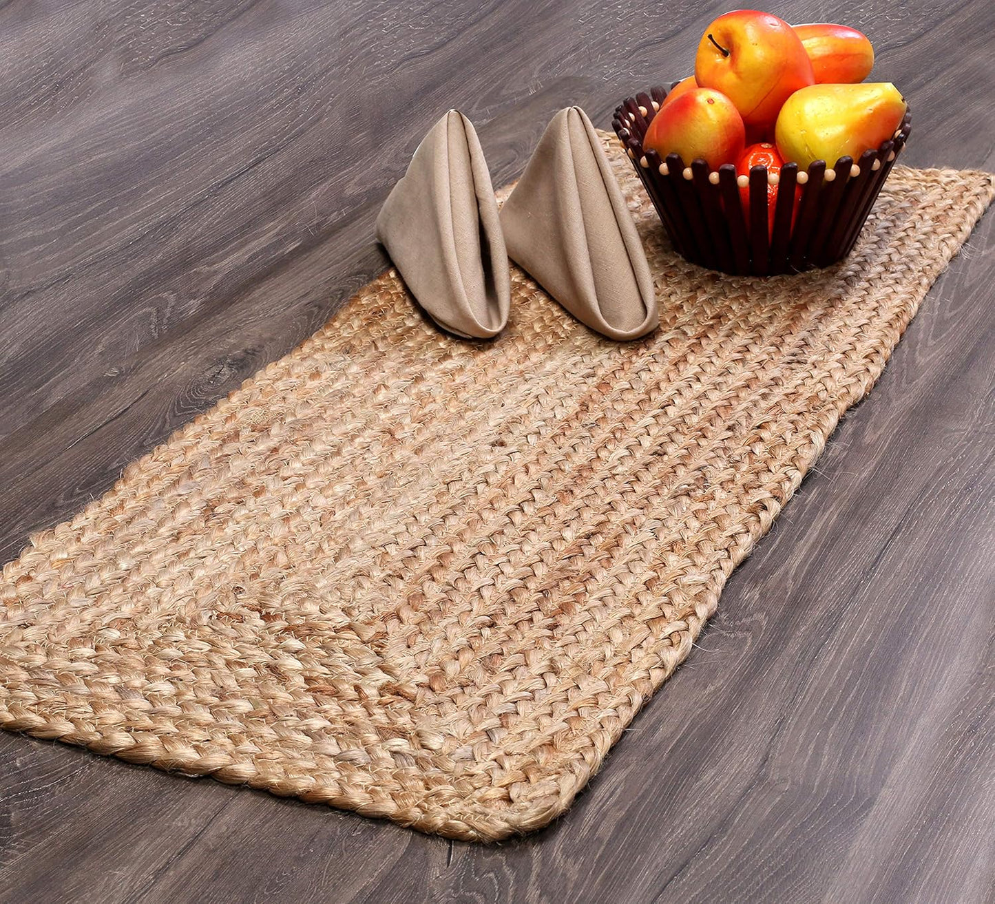 Savi Home Farmhouse Jute Burlap Table Runner 36 Inches Long, Organic Eco-Friendly Rustic Vintage Dining Table Runner, 13x36 Natural Jute Braided Table Runner