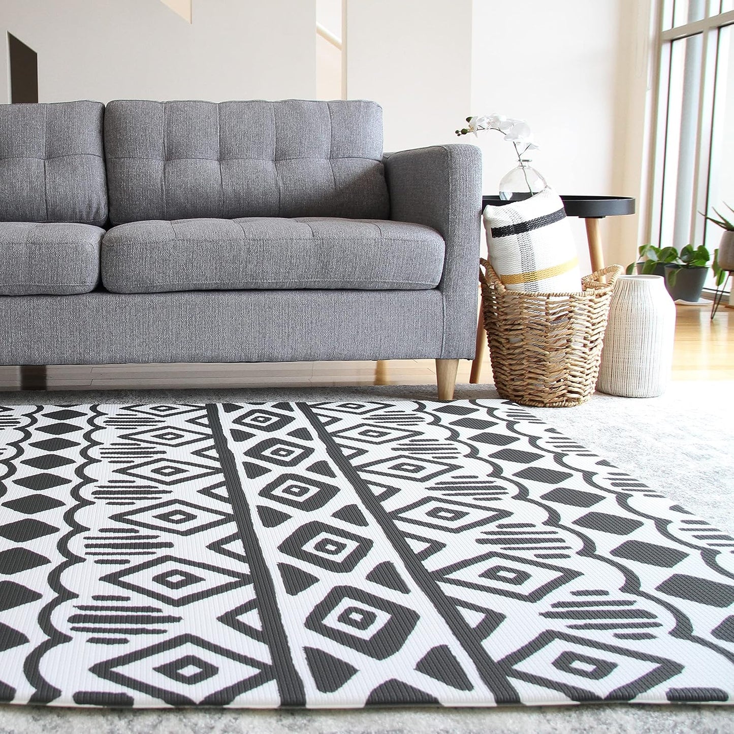 Cushmat Stylish Reversible Foam Play Mat (Large, Crystals - Ivory Light Blue) - Soft, Waterproof, Durable Play mat for Infants, Babies, Toddler, Kids & Grownup - 6.5ft x 4.5ft