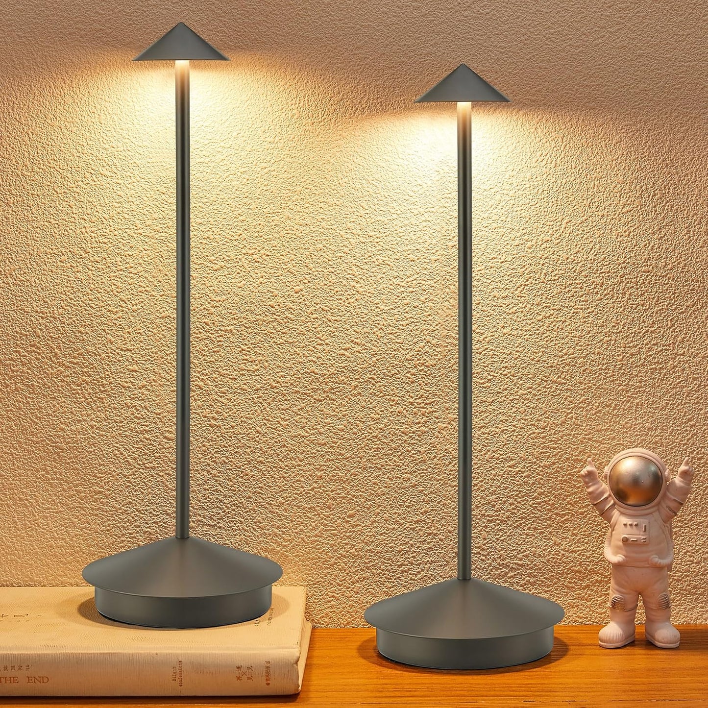 Portable Led Cordless Lamp Table Light 2 Pack, Rechargeable 6000mAh Battery Outdoor Table Lamp for Dinning Restaurant Patio Bedroom Camping, IP54 Waterproof, Dimmable