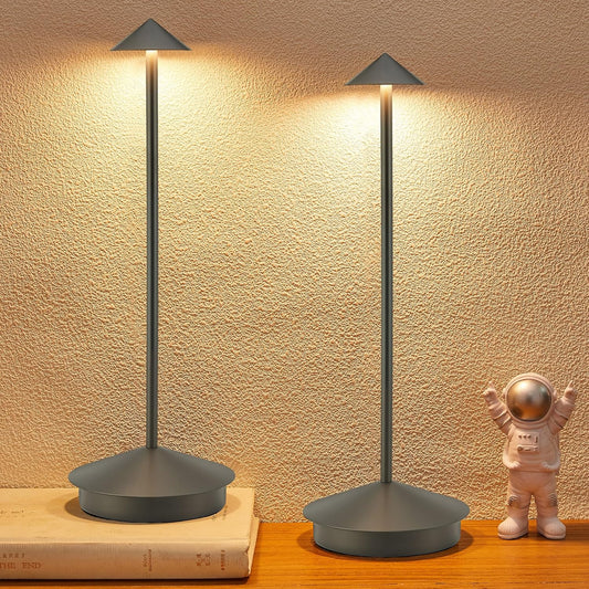 Portable Led Cordless Lamp Table Light 2 Pack, Rechargeable 6000mAh Battery Outdoor Table Lamp for Dinning Restaurant Patio Bedroom Camping, IP54 Waterproof, Dimmable