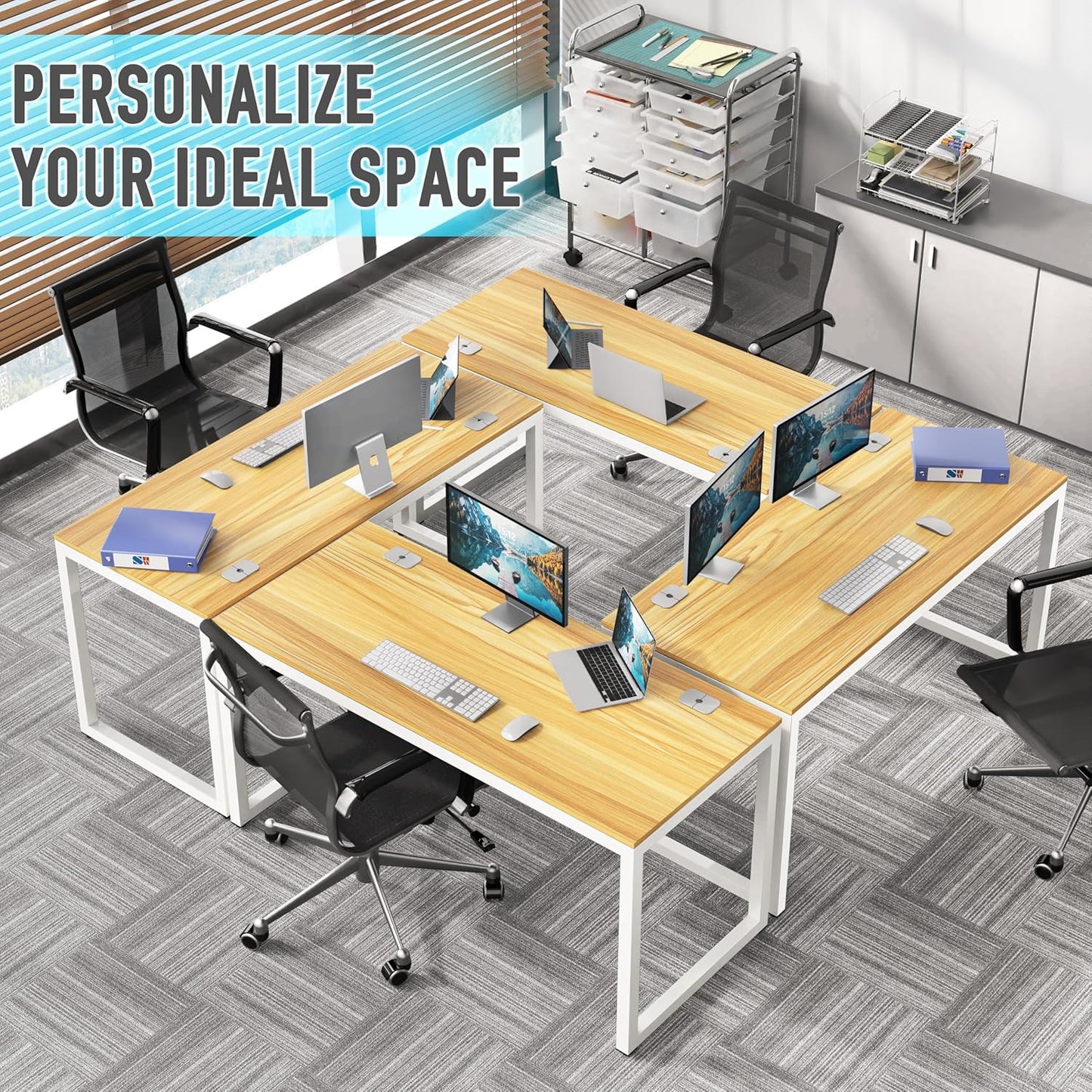 SHW 55-Inch Commercial-Grade Office Computer Desk, Oak