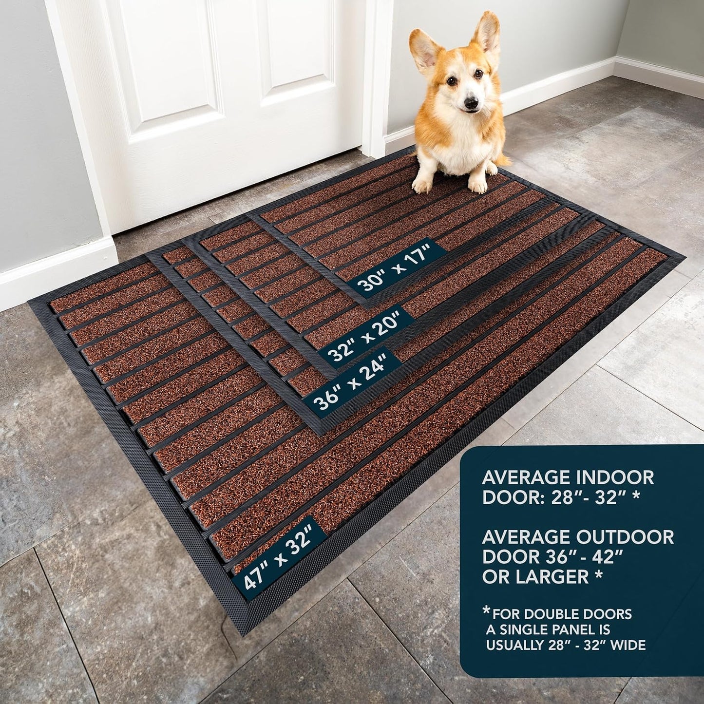 ubdyo Extra Durable Door Mat - Dirt Trapping Outdoor Welcome Mats - Non-Slip Outdoor Indoor Entrance - Low Profile Front Doormat (32" x 20", Bright Burgundy)