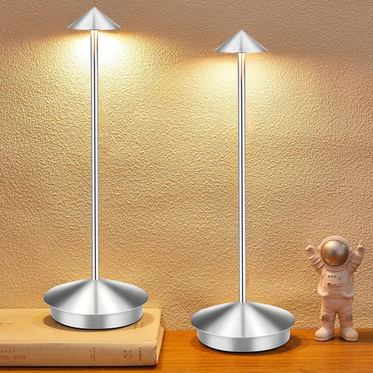 Portable Led Cordless Lamp Table Light 2 Pack, Rechargeable 6000mAh Battery Outdoor Table Lamp for Dinning Restaurant Patio Bedroom Camping, IP54 Waterproof, Dimmable
