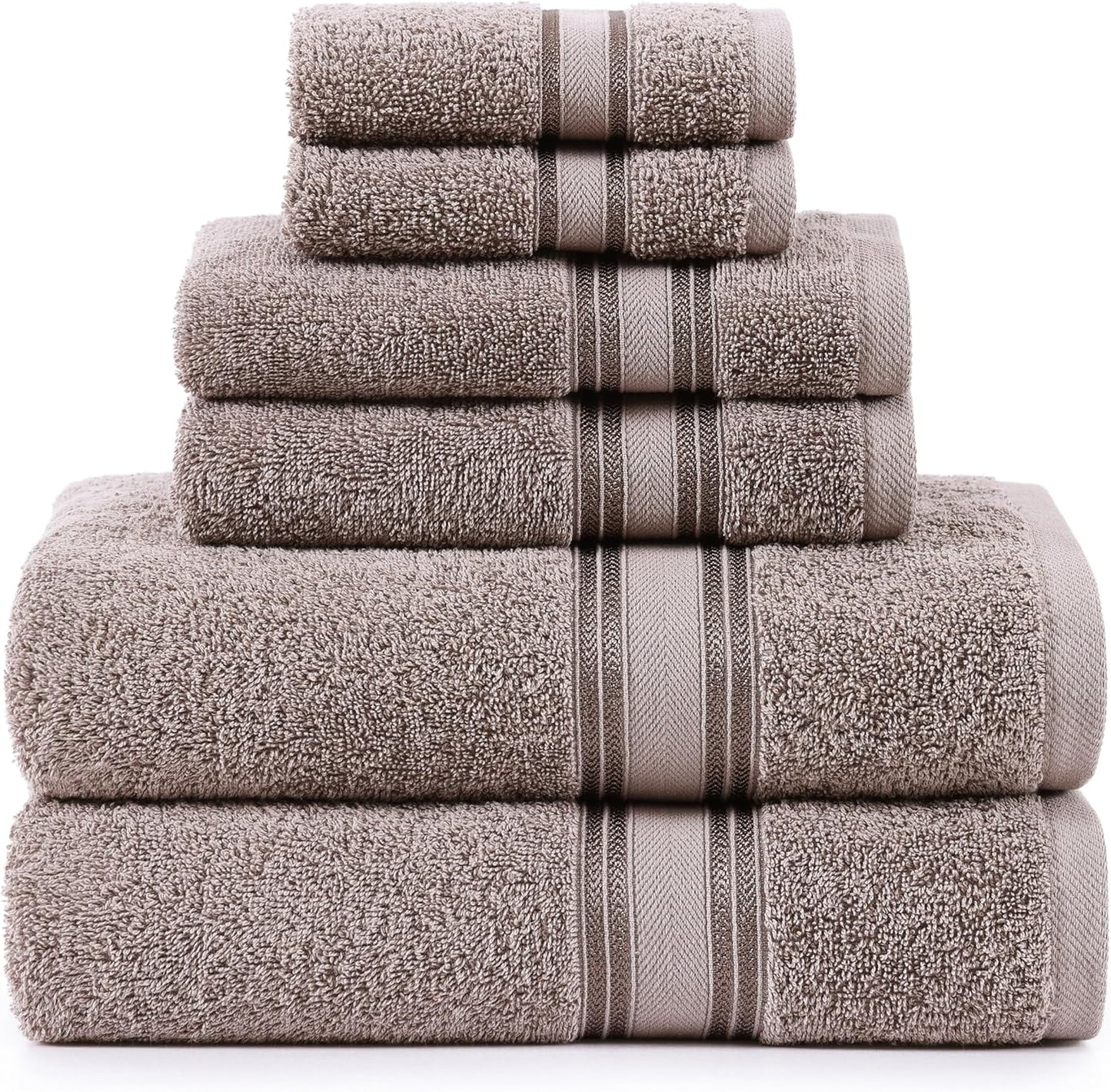 LANE LINEN Luxury Bath Towel Set - 6 Piece Set, 100% Cotton Bathroom Towel, Zero Twist, Shower Towel, Extra Absorbent, Super Soft, 2 Bath, 2 Hand, 2 Wash Cloths - Platinum