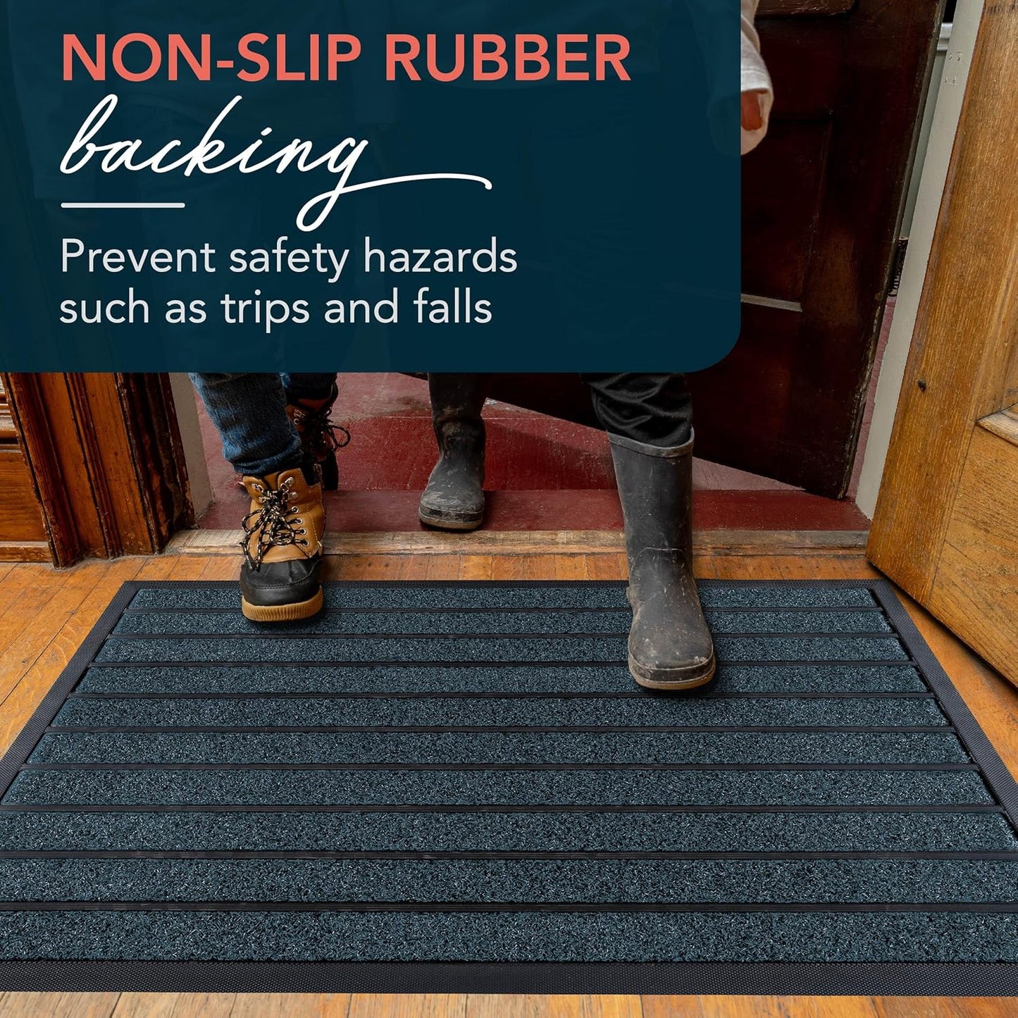 ubdyo Extra Durable Door Mat - Dirt Trapping Outdoor Welcome Mats - Non-Slip Outdoor Indoor Entrance - Low Profile Front Doormat (36" x 24", Bright Blue)