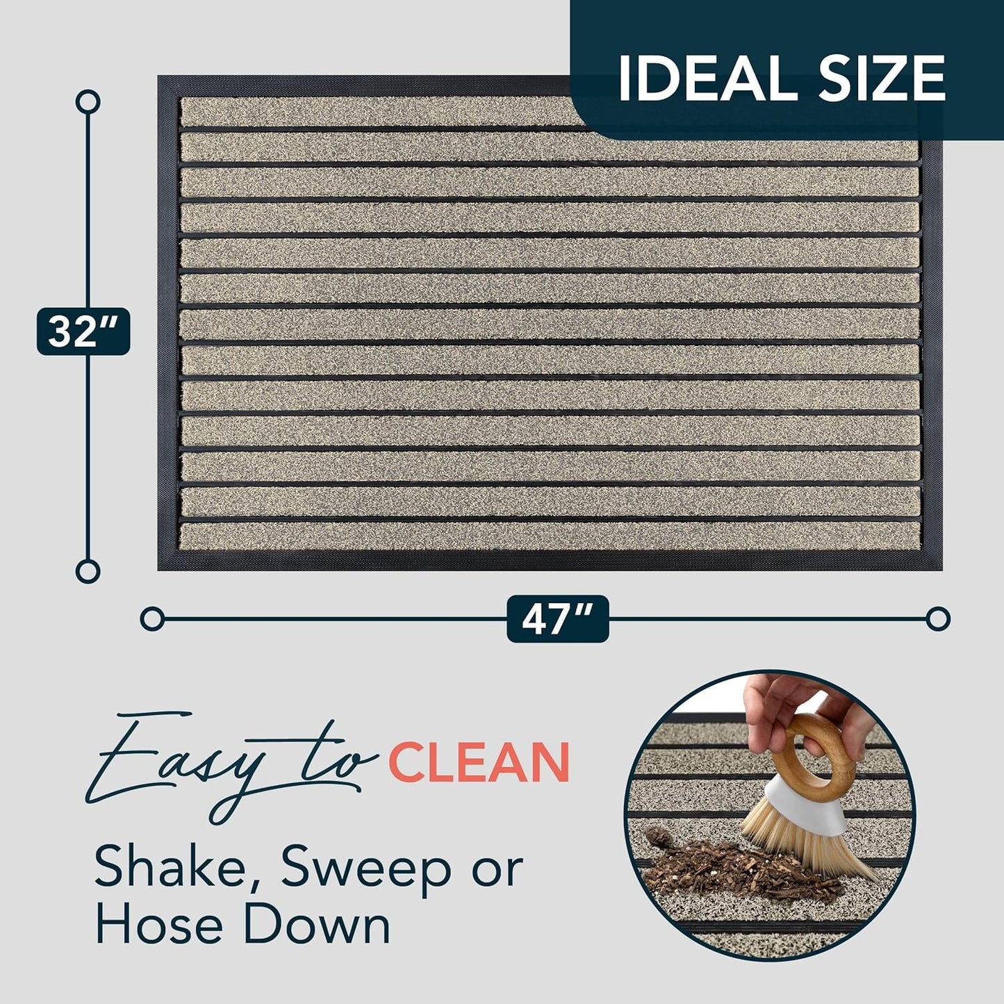 ubdyo Extra Durable Door Mat - Dirt Trapping Outdoor Welcome Mats - Non-Slip Outdoor Door Mats - Low Profile Front Door Mat - Indoor Doormat (47" x 32", Bright Beige)