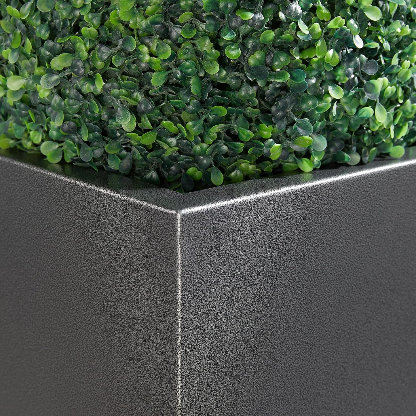 Wallowa Metallic Heavy Tall Outdoor/Indoor Planter Box, Rectangular, 14Lx14Wx30H Inches, ‎25LBS/PC, Dark Gray, No Assembly Required and Seamless, Set of 2